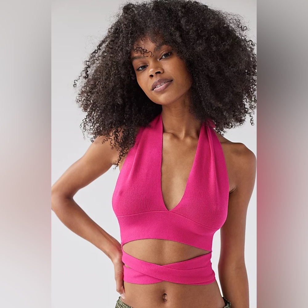 Urban Outfitters Pink Hope Convertible Halter Wrap Top | XS